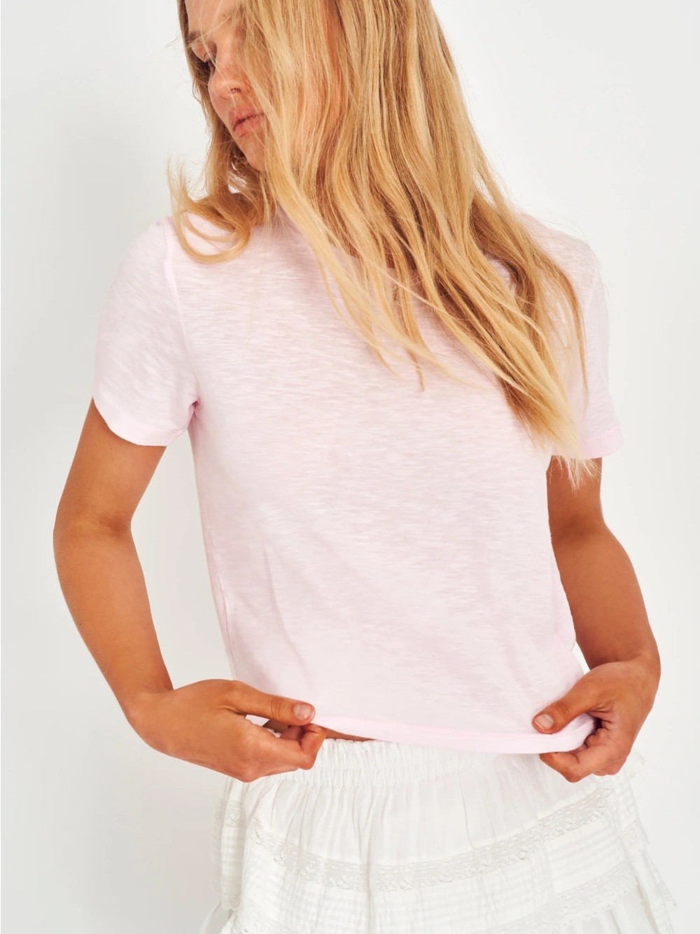 Loveshackfancy calix cotton pink tee xs